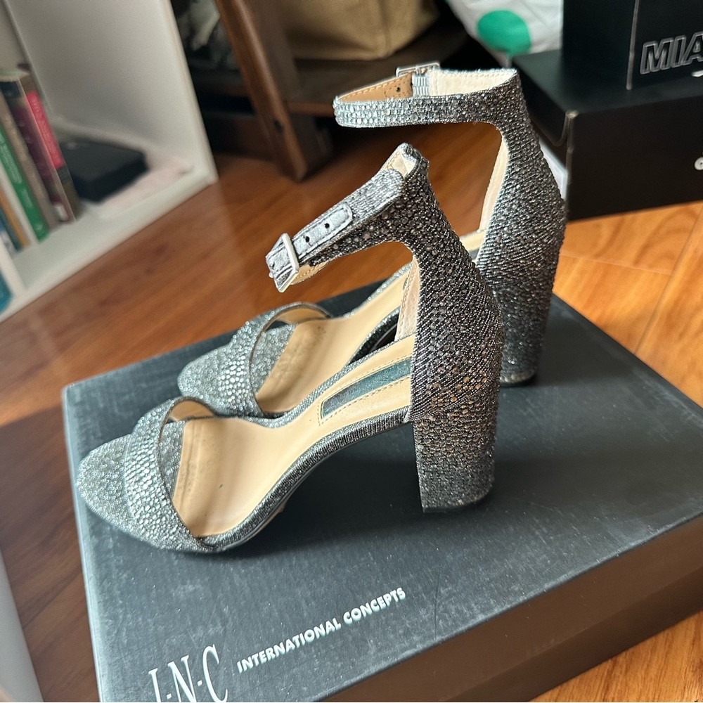INC Kivah 2 DK Pewter Block Heels